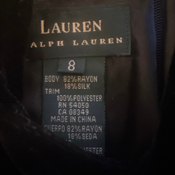 Women 8 LAUREN Ralph Lauren Sleeveless Mock Neck Black Velvet Velour Dress - Picture 3 of 5